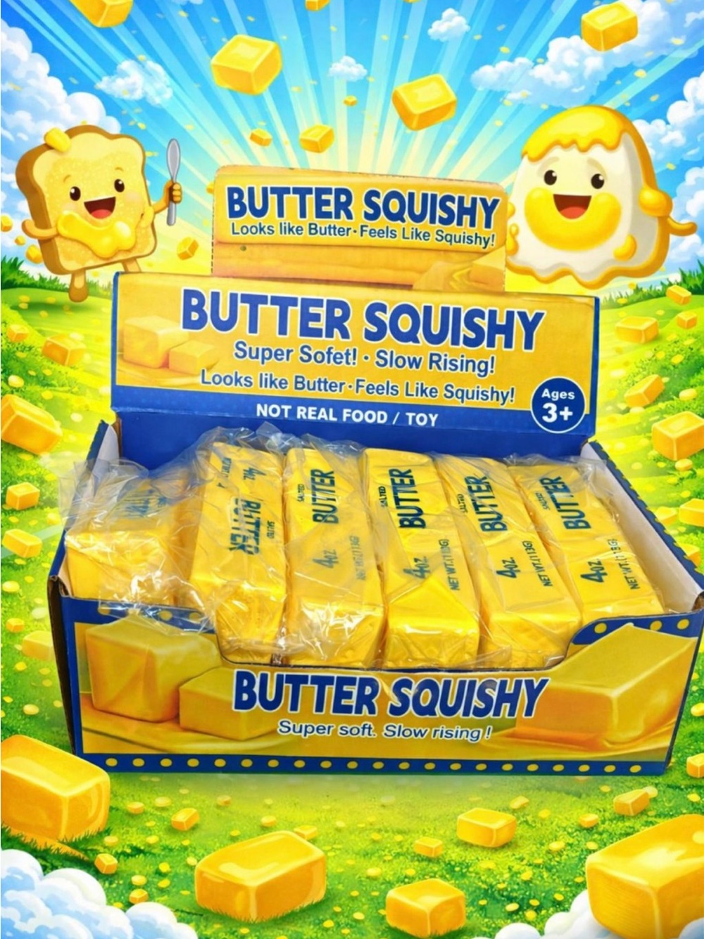 Butter Squishy Toy - Yellow Butter Block Squishy 14 oz big size Xl jumbo